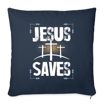 Jesus Saves - Sofakissenbezug 45 x 45 cm - Navy - Vorne