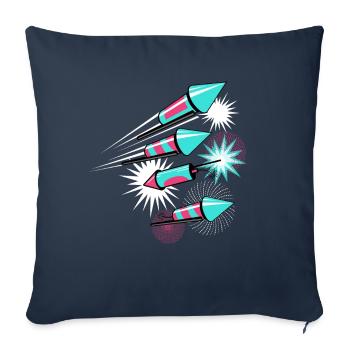 Feux d’artifice fusée pyrotechnie Réveillon du Nouvel An - Housse de coussin décorative 45 x 45 cm - bleu marine - Devant