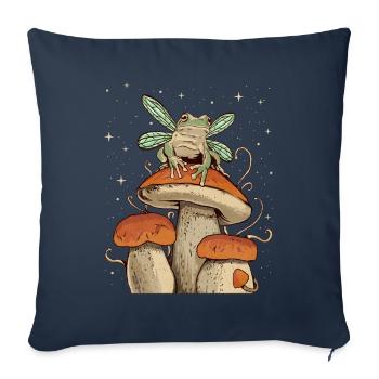 Cottagecore Esthétique Fée Grenouille sur Champignon - Housse de coussin décorative 45 x 45 cm - bleu marine - Devant