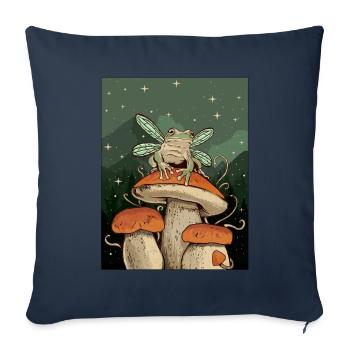 Cottagecore Esthétique Fée Grenouille sur Champignon - Housse de coussin décorative 45 x 45 cm - bleu marine - Devant