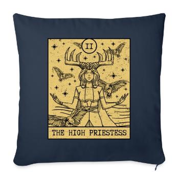 Carte de Tarot Esthétique La Grande Prêtresse Occulte - Housse de coussin décorative 45 x 45 cm - bleu marine - Devant