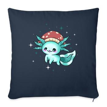 Cottagecore Esthétique Kawaii Axolotl Tête de Champignon - Housse de coussin décorative 45 x 45 cm - bleu marine - Devant