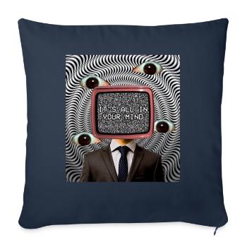 Weirdcore Esthétique Weird Eyes Illusion d’optique - Housse de coussin décorative 45 x 45 cm - bleu marine - Devant