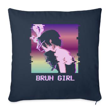 Bruh Girl Vaporwave Esthétique Gothique Anime Fille - Housse de coussin décorative 45 x 45 cm - bleu marine - Devant