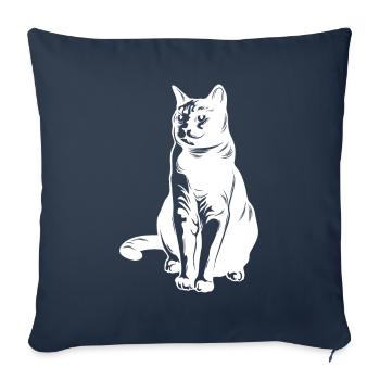 Cat Animal Silhouette - Sofa pillowcase 17,3'' x 17,3'' (45 x 45 cm) - navy - Front