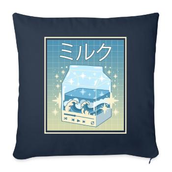 Kawaii Milk Kanagawa Wave Lofi Aesthetic - Sofa pillowcase 17,3'' x 17,3'' (45 x 45 cm) - navy - Front