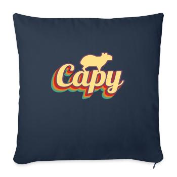 Capybara Rétro Capibara - Housse de coussin décorative 45 x 45 cm - bleu marine - Devant