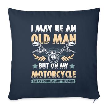 Moto vieil homme - Housse de coussin décorative 45 x 45 cm - bleu marine - Devant
