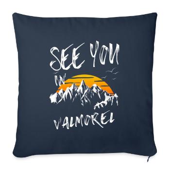Valmorel France randonnée et ski - Housse de coussin décorative 45 x 45 cm - bleu marine - Devant