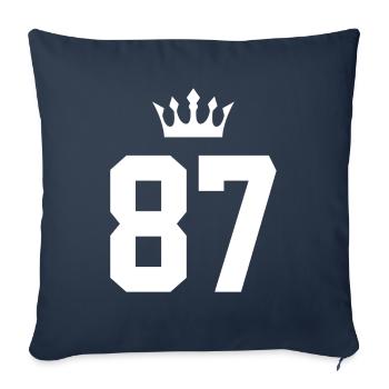 87 Couronne numérique - Housse de coussin décorative 45 x 45 cm - bleu marine - Devant