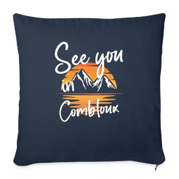 Combloux France randonnée et ski - Housse de coussin décorative 45 x 45 cm - bleu marine - Devant