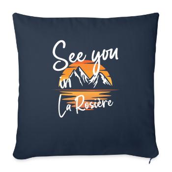 La Rosière France randonnée et ski - Housse de coussin décorative 45 x 45 cm - bleu marine - Devant