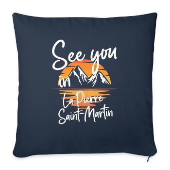 La Pierre Saint-Martin France Ski - Housse de coussin décorative 45 x 45 cm - bleu marine - Devant