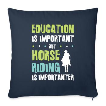 Éducation des chevaux - Housse de coussin décorative 45 x 45 cm - bleu marine - Devant