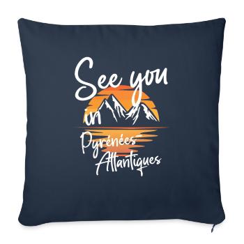 Pyrénées-Atlantiques France Ski - Housse de coussin décorative 45 x 45 cm - bleu marine - Devant