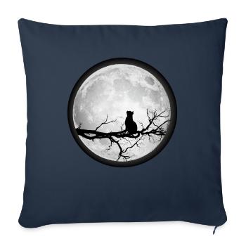 Lune Pleine Lune Espace Chat - Housse de coussin décorative 45 x 45 cm - bleu marine - Devant