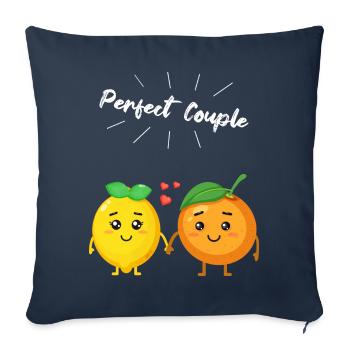 Cadeau orange et citron pour les végétaliens et les végétariens - Housse de coussin décorative 45 x 45 cm - bleu marine - Devant