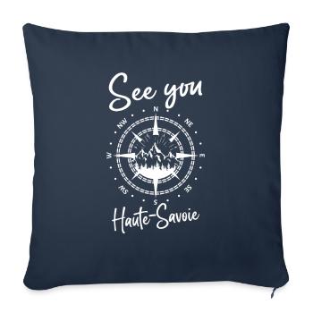 Haute-Savoie France randonnée et ski - Housse de coussin décorative 45 x 45 cm - bleu marine - Devant