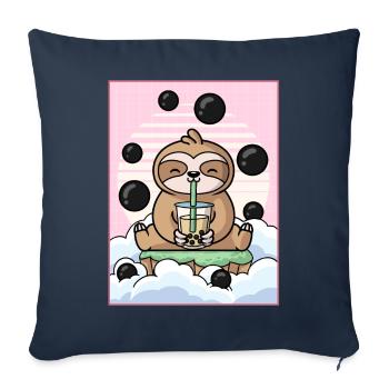 Japanese Aesthetic Kawaii Sloth Boba Milk Tea G - Sofa pillowcase 17,3'' x 17,3'' (45 x 45 cm) - navy - Front