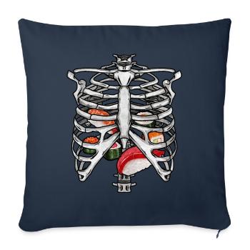 Esthétique japonaise Skeleton Rib Cage Sushi Gesch - Housse de coussin décorative 45 x 45 cm - bleu marine - Devant