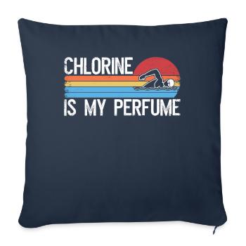 Drôle de nageur Nageur Chlore Est Mon Parfum - Housse de coussin décorative 45 x 45 cm - bleu marine - Devant