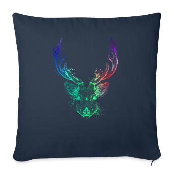 Colorful deer head - Sofa pillowcase 17,3'' x 17,3'' (45 x 45 cm) - navy - Front
