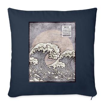 Japanese Aesthetic Kanagawa Wave postage stamp G - Sofa pillowcase 17,3'' x 17,3'' (45 x 45 cm) - navy - Front
