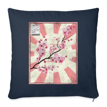 Japanese Aesthetic Kirschblüte Postwertzeichen Ges - Sofakissenbezug 45 x 45 cm - Navy - Vorne