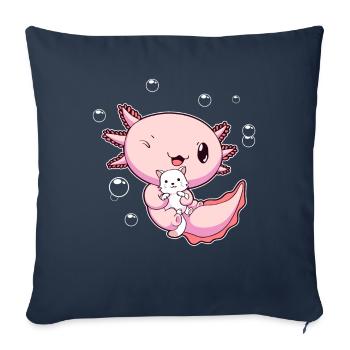 Kawaii Axolotl Pun Cat Lover Gift - Sofa pillowcase 17,3'' x 17,3'' (45 x 45 cm) - navy - Front
