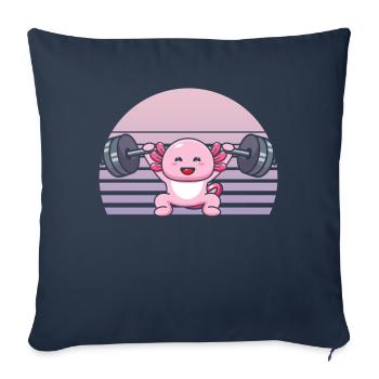 Kawaii Axolotl Funny Weightlifting Weightlifter Ge - Sofa pillowcase 17,3'' x 17,3'' (45 x 45 cm) - navy - Front
