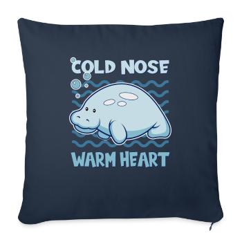 Nez froid Lamantin cœur chaud Seekuh - Housse de coussin décorative 45 x 45 cm - bleu marine - Devant