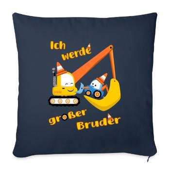 Großer Bruder Traktor und Bagger -Ich werde Bruder - Sofakissenbezug 45 x 45 cm - Navy - Vorne
