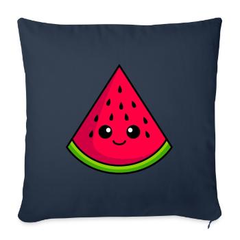Bande dessinée pastèque - Housse de coussin décorative 45 x 45 cm - bleu marine - Devant