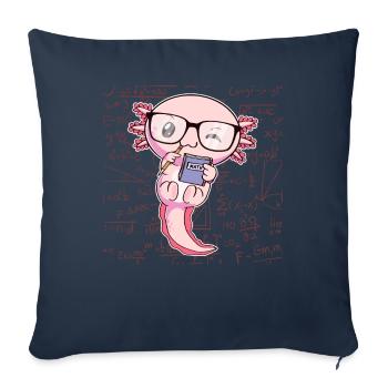 Kawaii Axolotl Pun Drôle Math Math Cadeau - Housse de coussin décorative 45 x 45 cm - bleu marine - Devant