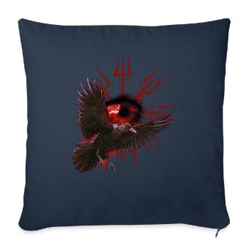 Vegvisir Odin avec Hugin et Munin - Vikings - Housse de coussin décorative 45 x 45 cm - bleu marine - Devant