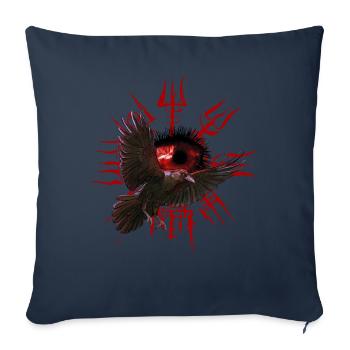 Vegvisir Odin avec Hugin et Munin - Vikings - Housse de coussin décorative 45 x 45 cm - bleu marine - Devant