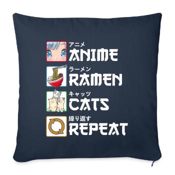 Anime Ramen Cats Repeat Katzen Manga Geschenk - Sofakissenbezug 45 x 45 cm - Navy - Vorne