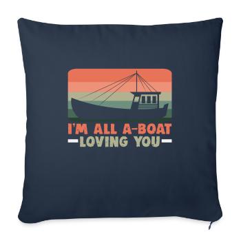 Boating with sailor or motorboat skipper Ahoi - Sofa pillowcase 17,3'' x 17,3'' (45 x 45 cm) - navy - Front