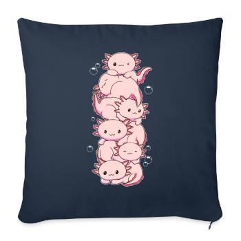 Kawaii Axolotl Pile Gift - Sofa pillowcase 17,3'' x 17,3'' (45 x 45 cm) - navy - Front