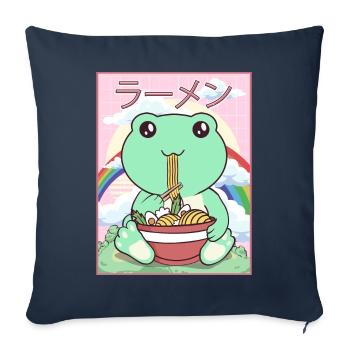 Cottagecore Aesthetic Kawaii Frog Ramen Gesche - Sofa pillowcase 17,3'' x 17,3'' (45 x 45 cm) - navy - Front