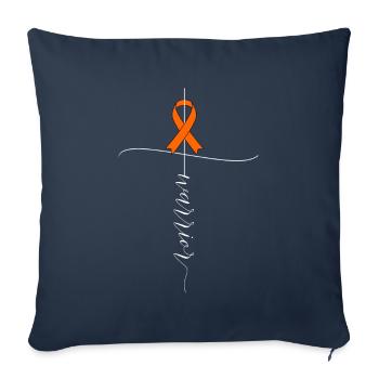 Cadeau guerrier de sensibilisation au cancer de la leucémie - Housse de coussin décorative 45 x 45 cm - bleu marine - Devant