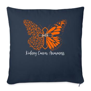 Cancer du rein Foi Butterfly Cross Gift - Housse de coussin décorative 45 x 45 cm - bleu marine - Devant