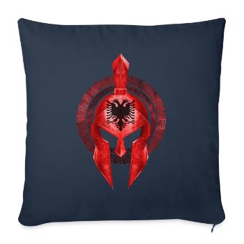 Casque Spartan Albanie Drapeau - Housse de coussin décorative 45 x 45 cm - bleu marine - Devant