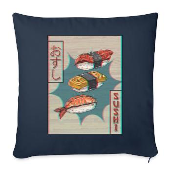 Sushi Japonais Vaporwave Esthétique Glitch Gesc - Housse de coussin décorative 45 x 45 cm - bleu marine - Devant