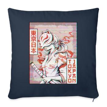Samurai Kitsune Fox Mask Vaporwave Aesthetic - Sofa pillowcase 17,3'' x 17,3'' (45 x 45 cm) - navy - Front
