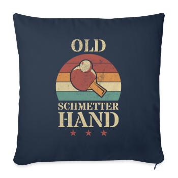 Old Schmetter Hand Tennis de table Tennis de table Grand-père - Housse de coussin décorative 45 x 45 cm - bleu marine - Devant