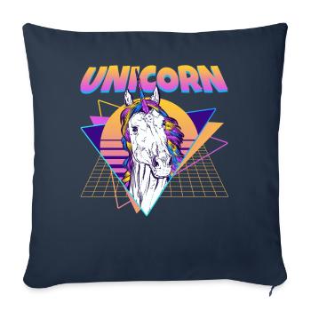Licorne Vaporwave Esthétique Rétro - Housse de coussin décorative 45 x 45 cm - bleu marine - Devant