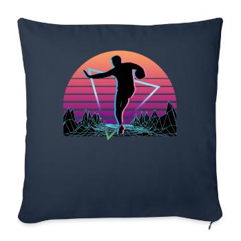 Joueur de rugby Vaporwave Esthétique Rétro - Housse de coussin décorative 45 x 45 cm - bleu marine - Devant