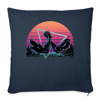 Arm Wrestling Vaporwave Aesthetic Retro - Sofa pillowcase 17,3'' x 17,3'' (45 x 45 cm) - navy - Front