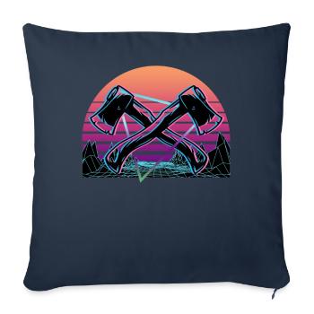 Axe Lancer Vaporwave Esthétique Rétro - Housse de coussin décorative 45 x 45 cm - bleu marine - Devant